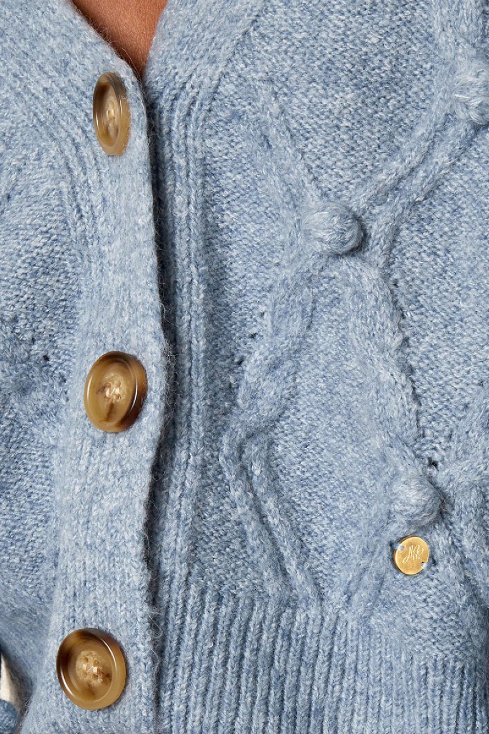 Strickjacke mit Zopf und Punkten Schwarz S/M h5Bild5